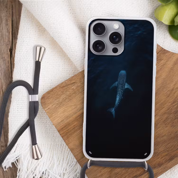 Oceaan - Walvishaai - Donkerblauw - Vlekken Hoesje iPhone 16 Pro Max met koord klein -sfeer4