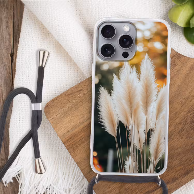 Pampasgras - Pluimen - Sierlijk Hoesje iPhone 16 Pro Max met koord klein -sfeer4