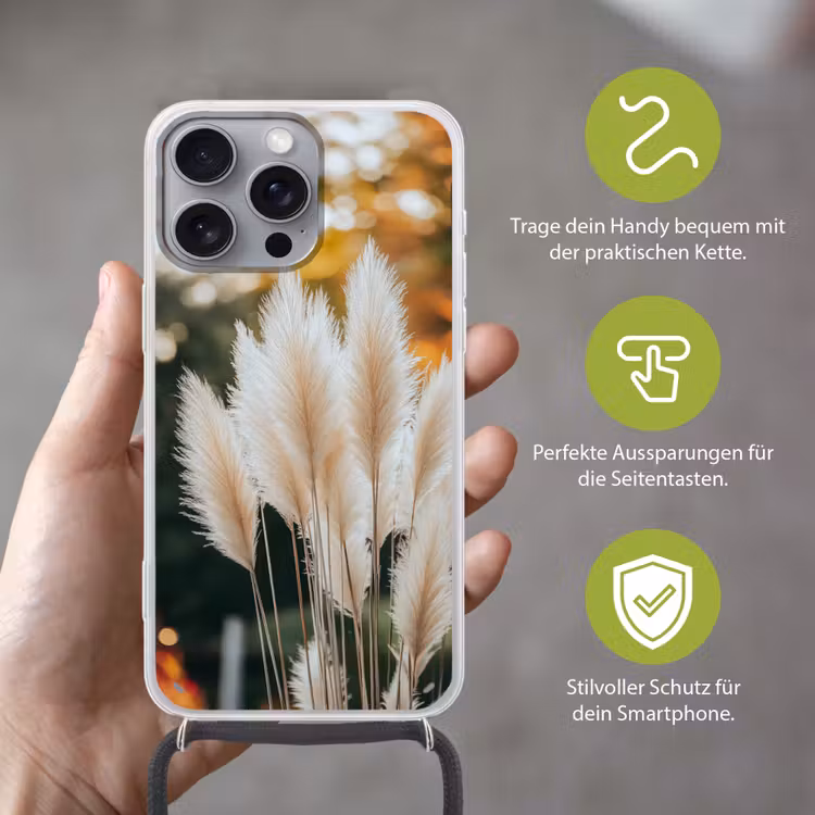 Pampasgras - Pluimen - Sierlijk Hoesje iPhone 16 Pro Max met koord klein -sfeer2_DE