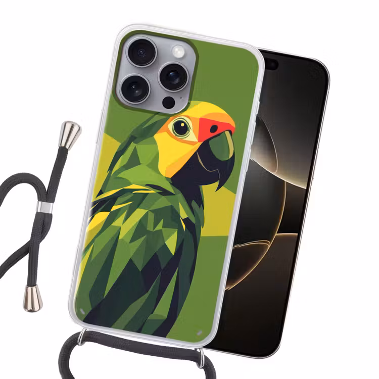 Papegaai - Groen - Snavel - Abstract Hoesje iPhone 16 Pro Max met koord klein -sfeer1