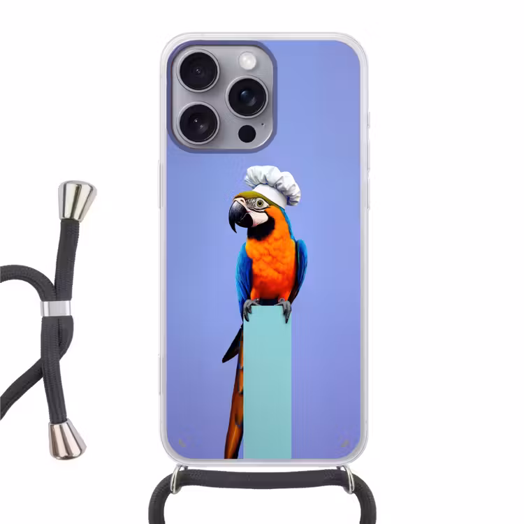 Papegaai - Koksmuts - Vogel - Leuk Hoesje iPhone 16 Pro Max met koord klein -3d