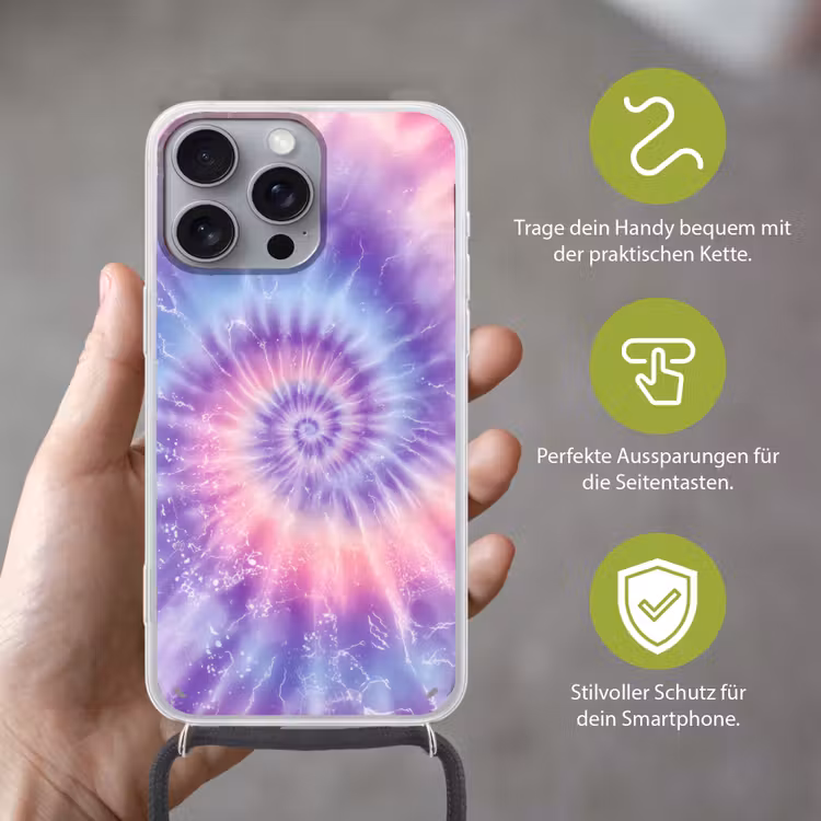 Pasteltinten - Paars - Spiraal - Marmer Hoesje iPhone 16 Pro Max met koord klein -sfeer2_DE
