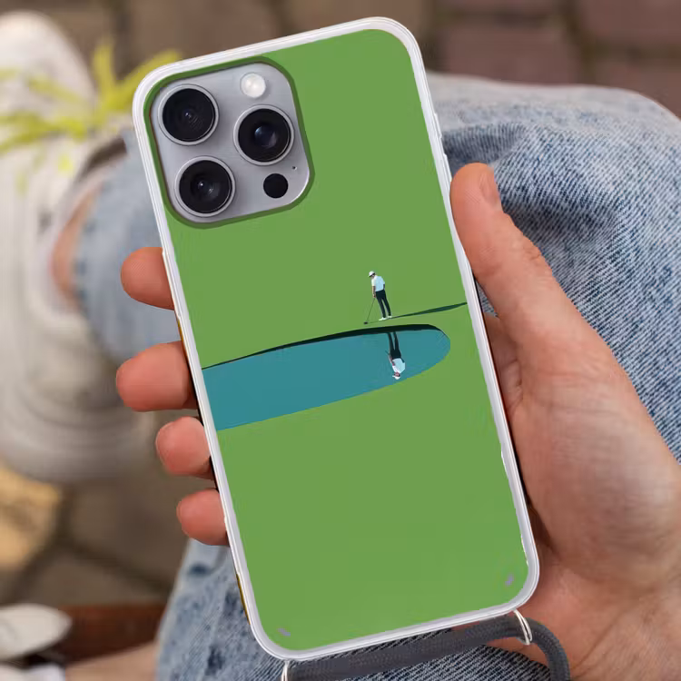Persoon - Golf - Water - Blauw Hoesje iPhone 16 Pro Max met koord klein -sfeer3