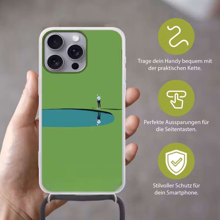 Persoon - Golf - Water - Blauw Hoesje iPhone 16 Pro Max met koord klein -sfeer2_DE