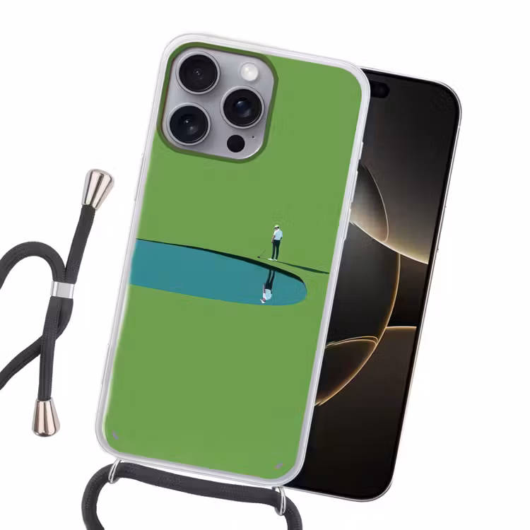 Persoon - Golf - Water - Blauw Hoesje iPhone 16 Pro Max met koord klein -sfeer1