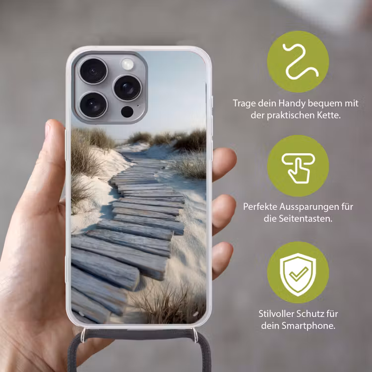 Pad - Planken - Duinen - Gras Hoesje iPhone 16 Pro Max met koord klein -sfeer2_DE
