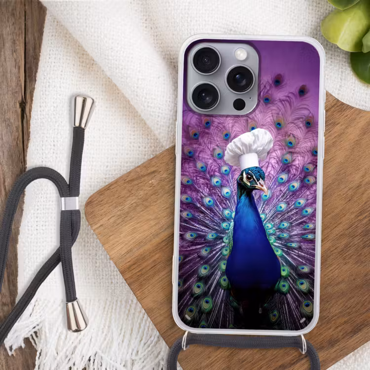 Pauw - Koksmuts - Cool - Paars Hoesje iPhone 16 Pro Max met koord klein -sfeer4