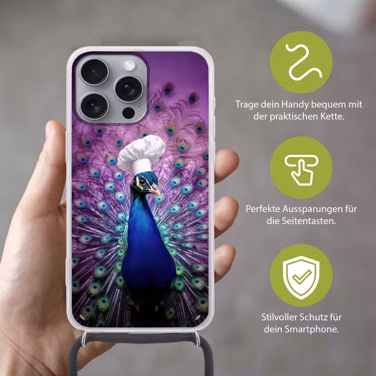 Pauw - Koksmuts - Cool - Paars Hoesje iPhone 16 Pro Max met koord klein -sfeer2_DE