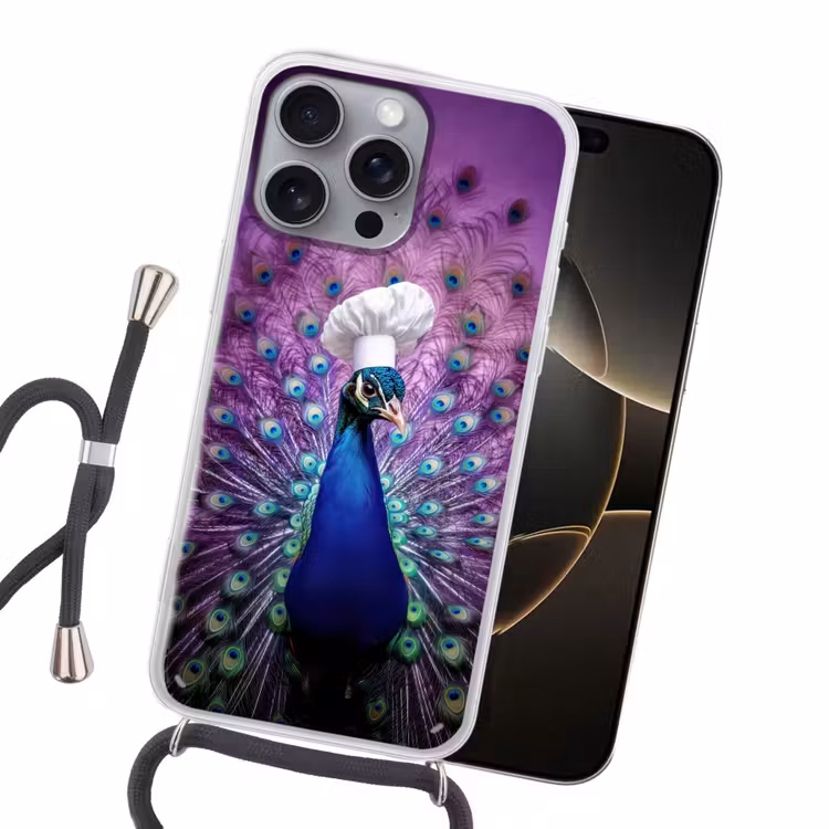 Pauw - Koksmuts - Cool - Paars Hoesje iPhone 16 Pro Max met koord klein -sfeer1