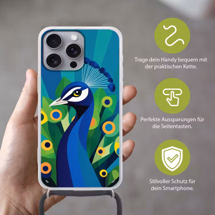 Pauw - Cirkels - Blauw Hoesje iPhone 16 Pro Max met koord klein -sfeer2_DE