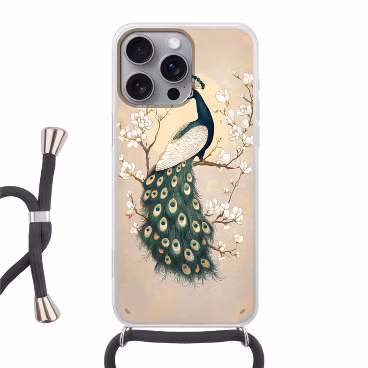 Pauw - Tak - Bloemen Hoesje iPhone 16 Pro Max met koord klein -3d