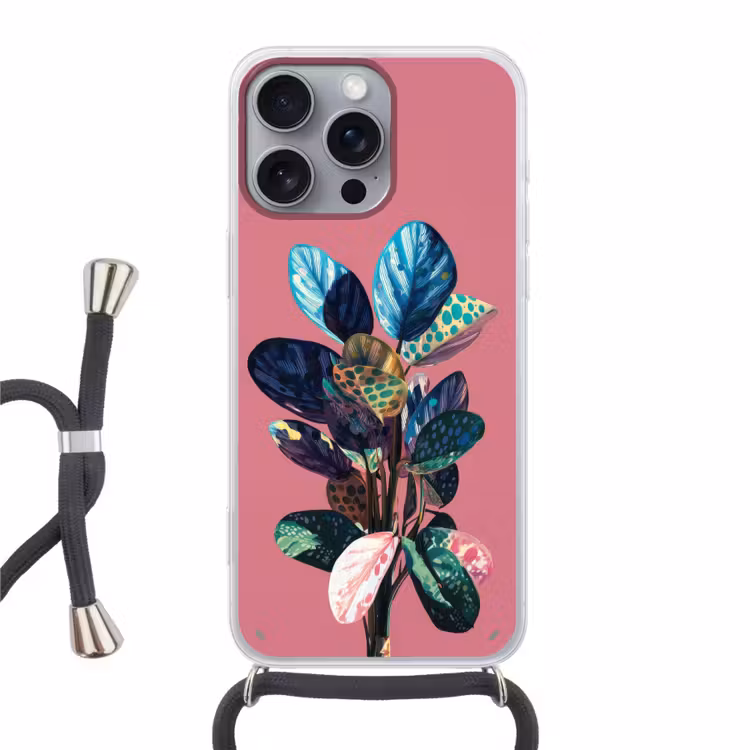 Plant - Bladeren - Stippen - Abstract Hoesje iPhone 16 Pro Max met koord klein -3d