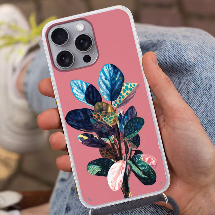 Plant - Bladeren - Stippen - Abstract Hoesje iPhone 16 Pro Max met koord klein -sfeer3