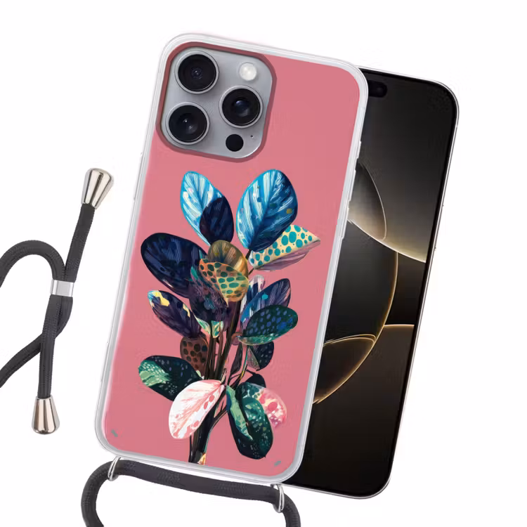 Plant - Bladeren - Stippen - Abstract Hoesje iPhone 16 Pro Max met koord klein -sfeer1