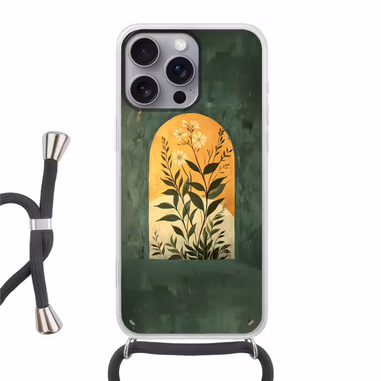 Plant - Bloemen - Wit Hoesje iPhone 16 Pro Max met koord klein -3d