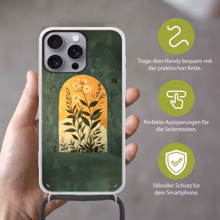 Plant - Bloemen - Wit Hoesje iPhone 16 Pro Max met koord klein -sfeer2_DE