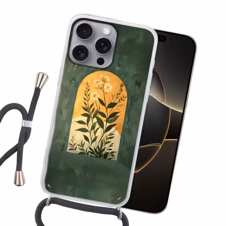 Plant - Bloemen - Wit Hoesje iPhone 16 Pro Max met koord klein -sfeer1