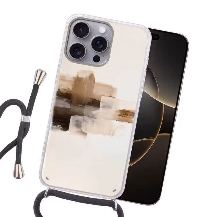 Penseelstreken - Abstract landschap - Rust Hoesje iPhone 16 Pro Max met koord klein -sfeer1