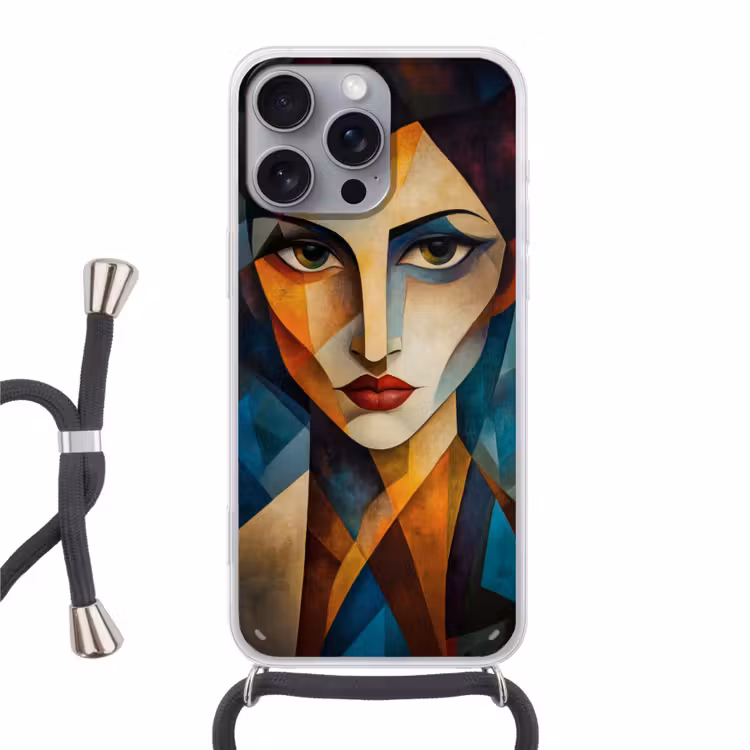 Portret - Abstract - Vormen Hoesje iPhone 16 Pro Max met koord klein -3d