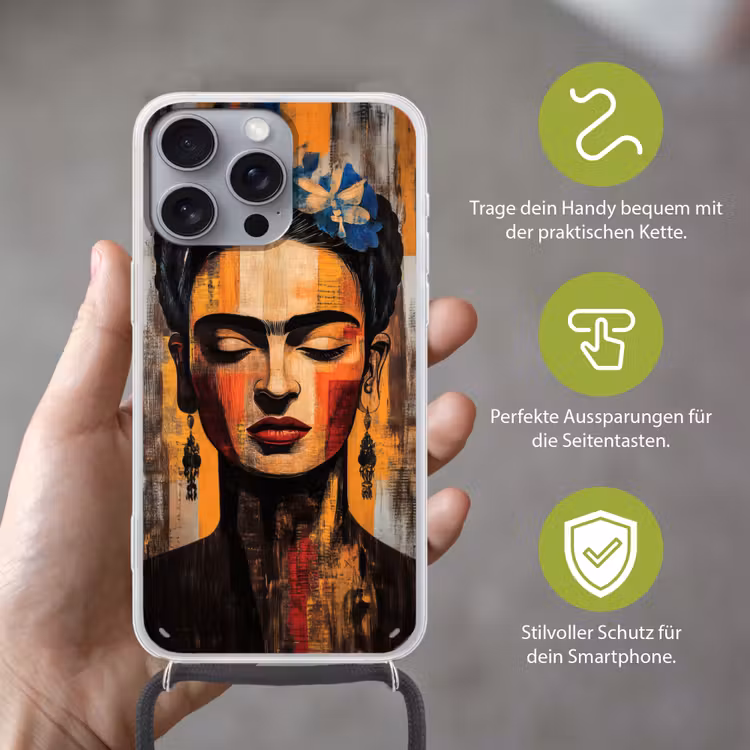 Portret - Vrouw - Bloemen Hoesje iPhone 16 Pro Max met koord klein -sfeer2_DE