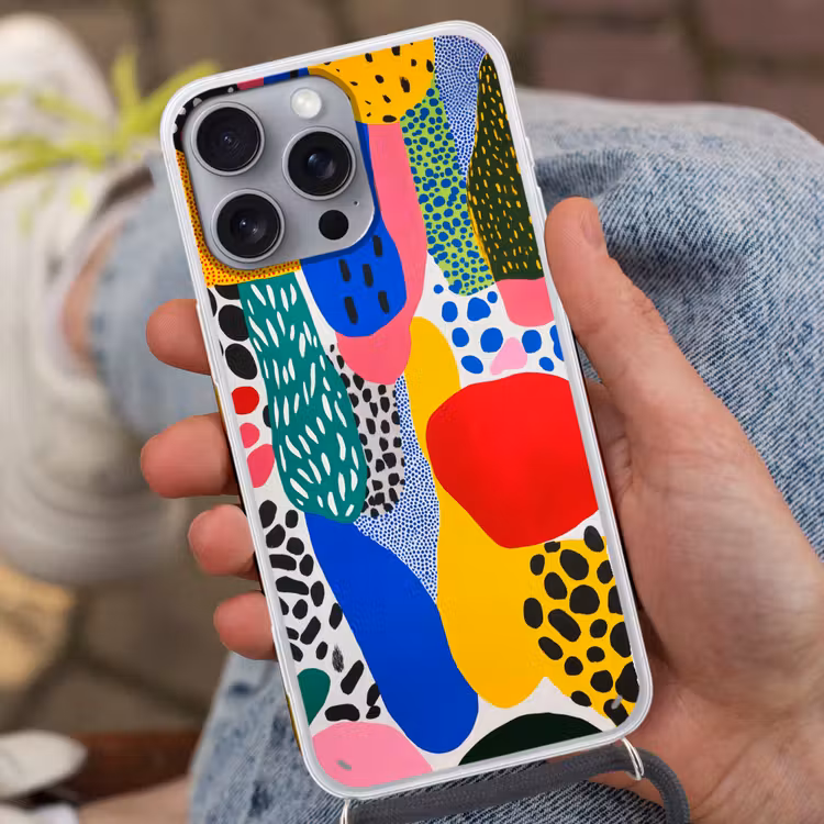 Stippen - Vormen - Modern - Kleuren Hoesje iPhone 16 Pro Max met koord klein -sfeer3