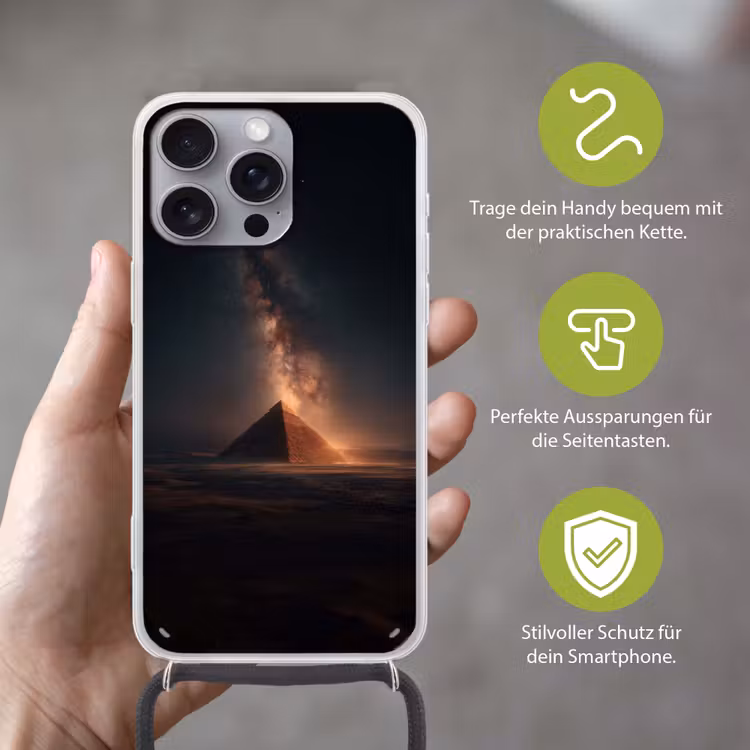 Piramide - Woestijn - Licht Hoesje iPhone 16 Pro Max met koord klein -sfeer2_DE