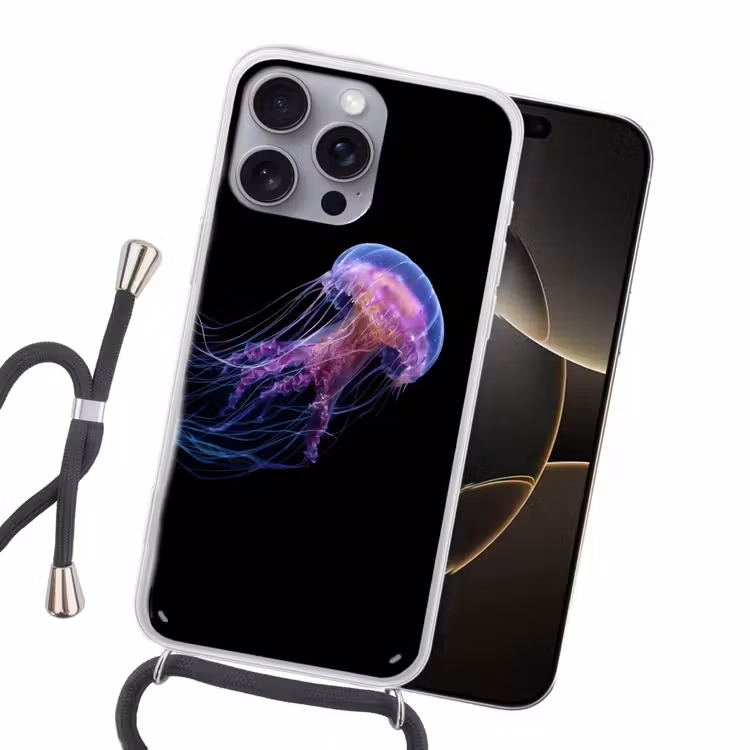 Kwal - Doorzichtig - Roze - Tentakels Hoesje iPhone 16 Pro Max met koord klein -sfeer1