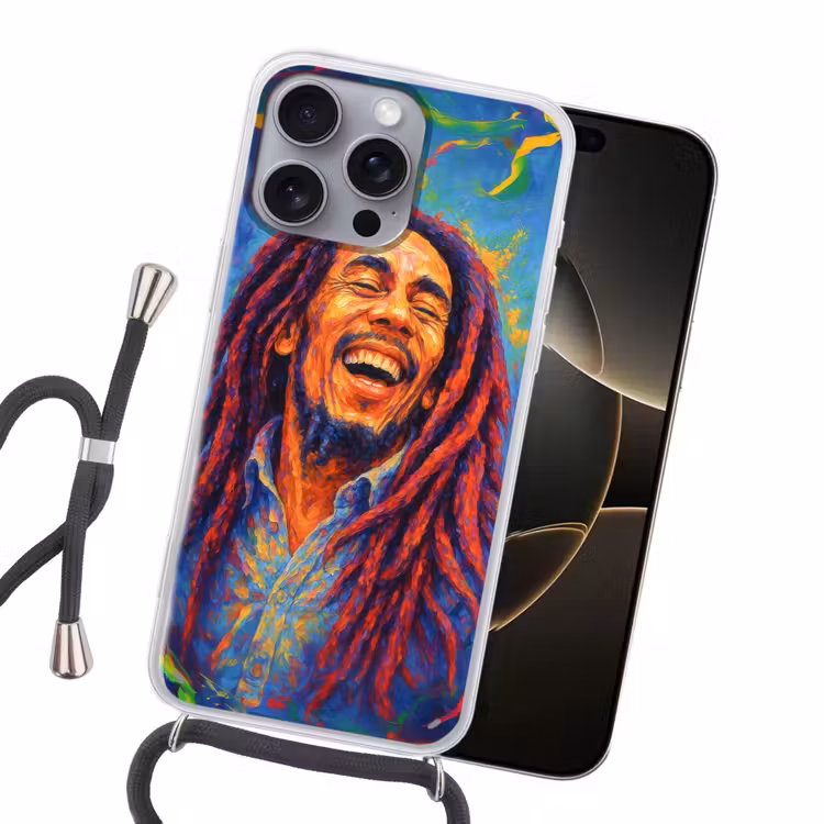 Regenboogkleuren - Man - schilderij Hoesje iPhone 16 Pro Max met koord klein -sfeer1