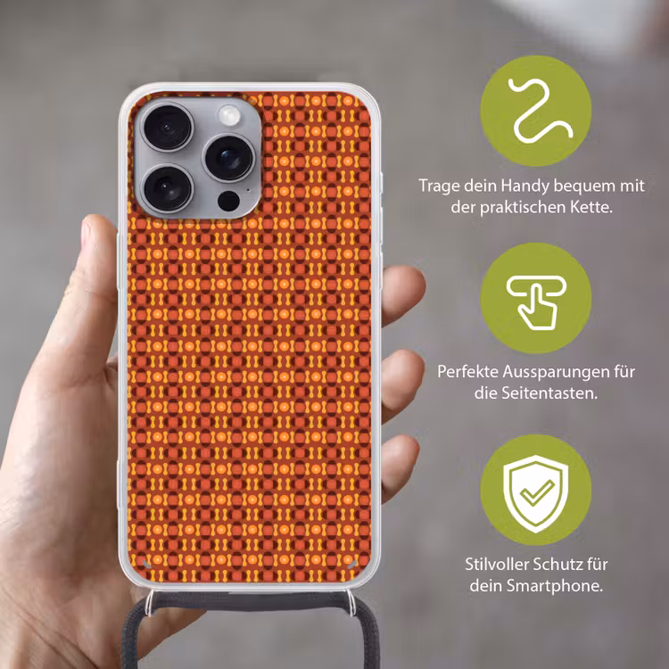 Retro - Disco - Hippie Hoesje iPhone 16 Pro Max met koord klein 804 -sfeer2_DE