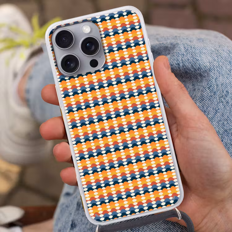 Retro - Disco - Golven Hoesje iPhone 16 Pro Max met koord klein 804 -sfeer3