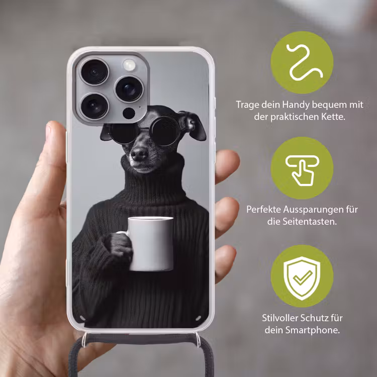 Coltrui - Hond - Bril - Mok Hoesje iPhone 16 Pro Max met koord klein -sfeer2_DE