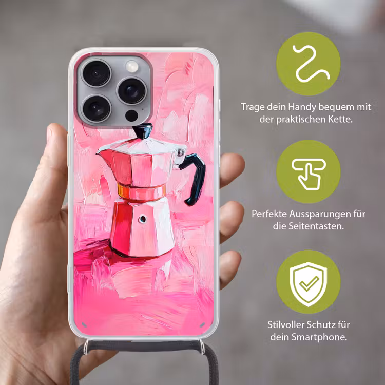 Roze - Verf - Coffee Hoesje iPhone 16 Pro Max met koord klein -sfeer2_DE