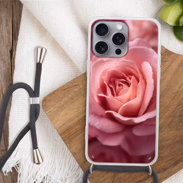 Roze - Roos - Romantisch Hoesje iPhone 16 Pro Max met koord klein -sfeer4