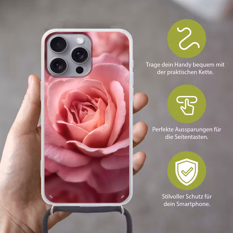 Roze - Roos - Romantisch Hoesje iPhone 16 Pro Max met koord klein -sfeer2_DE