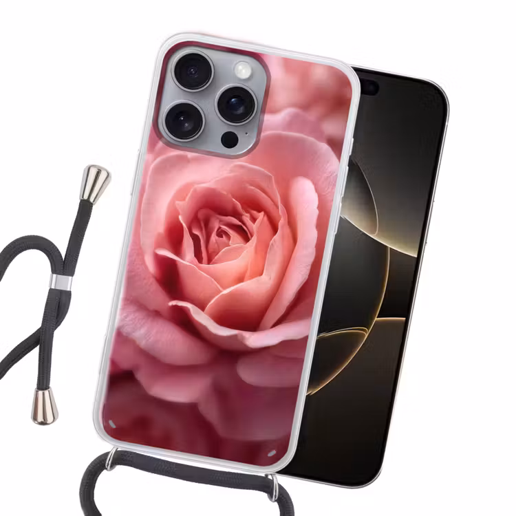 Roze - Roos - Romantisch Hoesje iPhone 16 Pro Max met koord klein -sfeer1