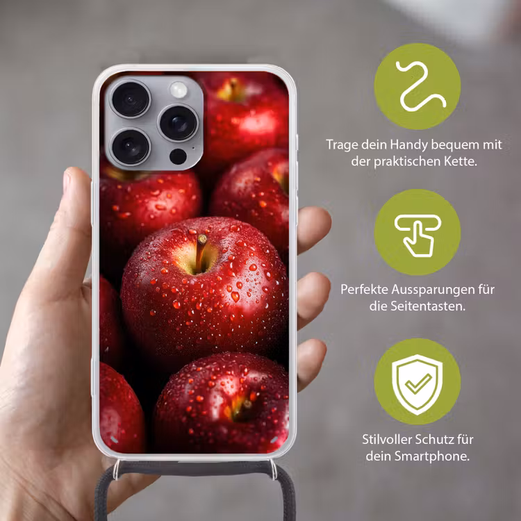 Rood - Appels - Fruit Hoesje iPhone 16 Pro Max met koord klein -sfeer2_DE