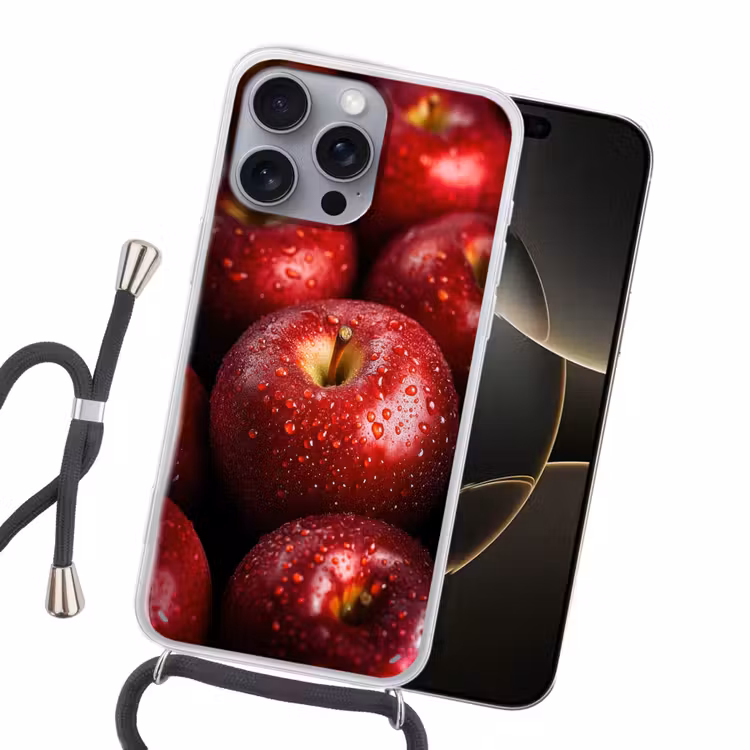 Rood - Appels - Fruit Hoesje iPhone 16 Pro Max met koord klein -sfeer1