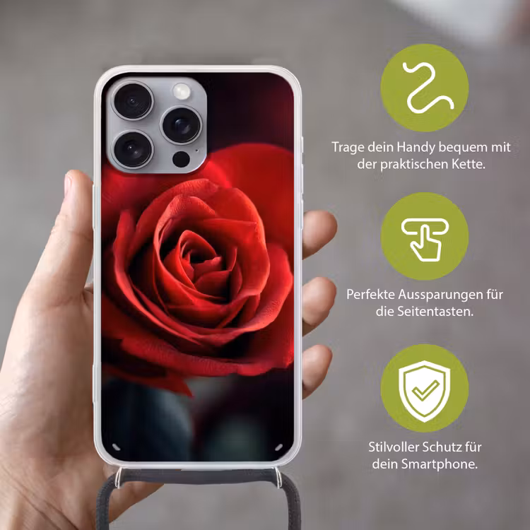 Rood - Roos - Romantisch Hoesje iPhone 16 Pro Max met koord klein -sfeer2_DE