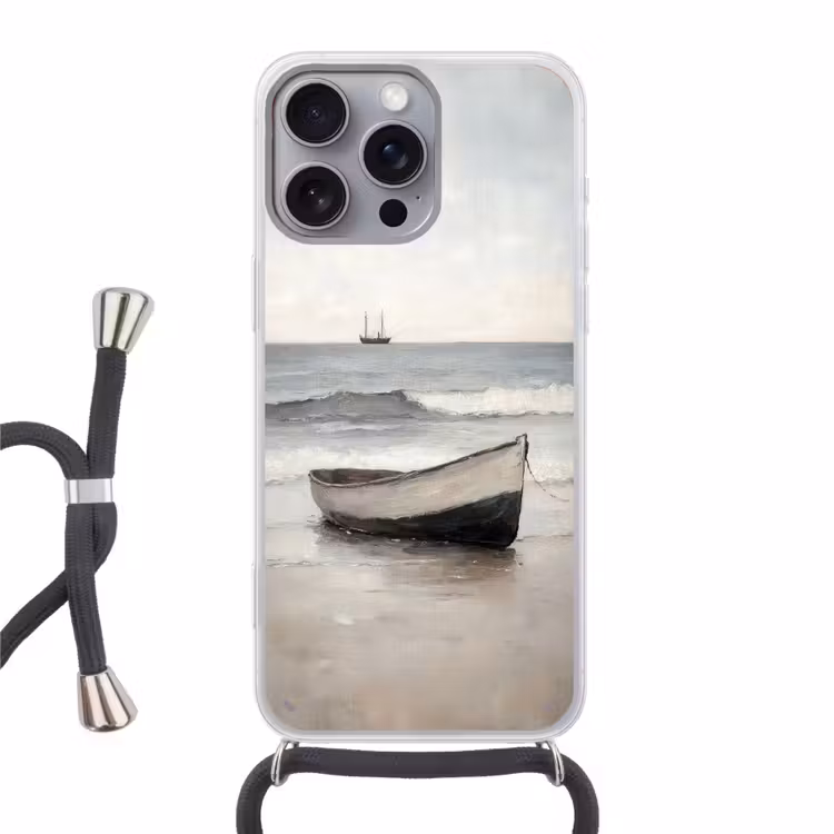 Roeiboot - Zee - Horizon Hoesje iPhone 16 Pro Max met koord klein -3d