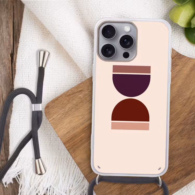 Zandloper - Symmetrisch - Rood - Paars Hoesje iPhone 16 Pro Max met koord klein -sfeer4
