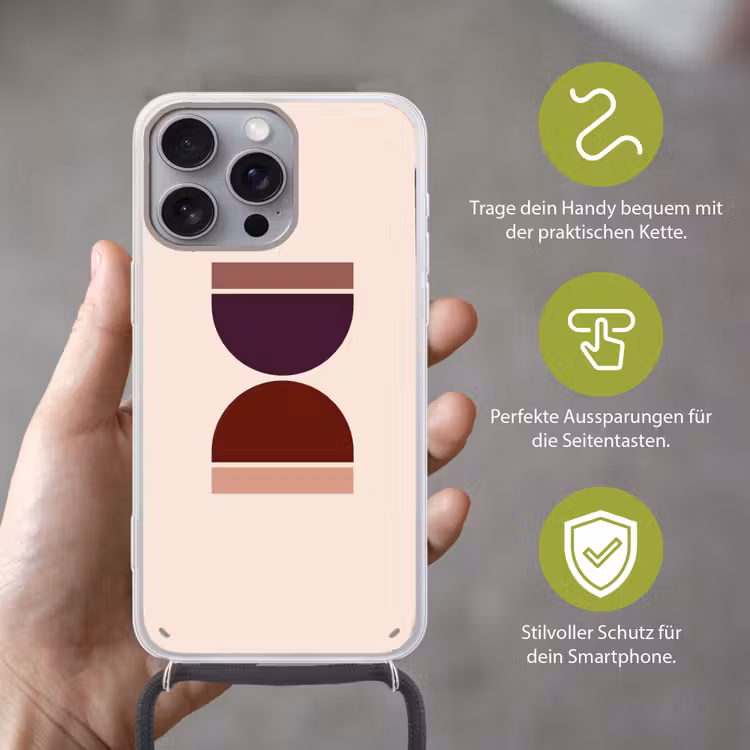 Zandloper - Symmetrisch - Rood - Paars Hoesje iPhone 16 Pro Max met koord klein -sfeer2_DE