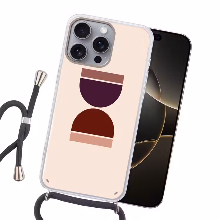 Zandloper - Symmetrisch - Rood - Paars Hoesje iPhone 16 Pro Max met koord klein -sfeer1