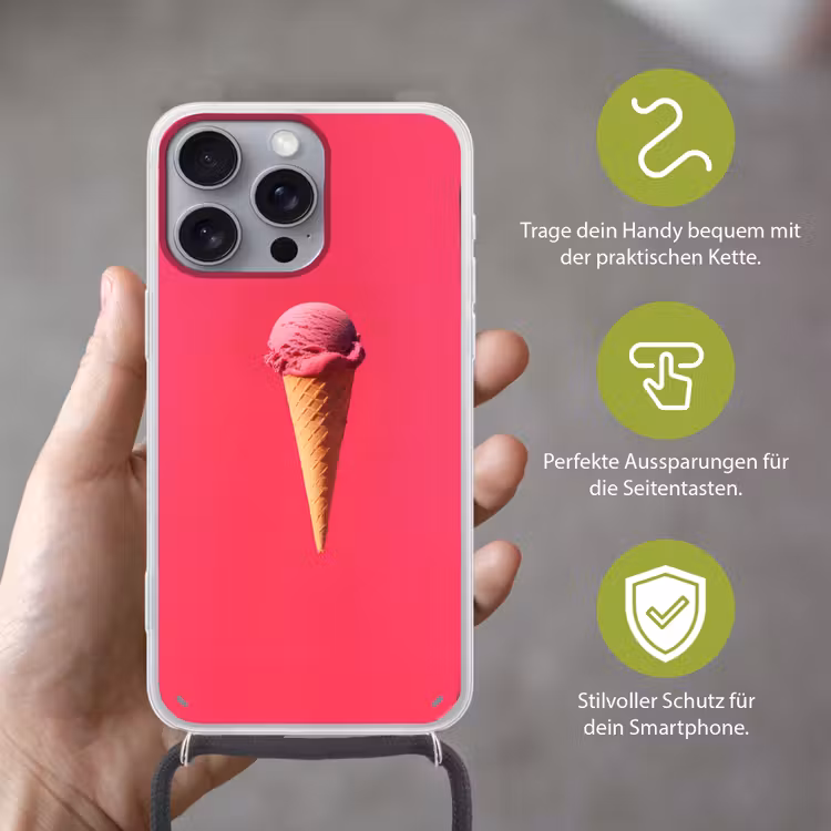Schepijs - Roze - Hoorntje Hoesje iPhone 16 Pro Max met koord klein -sfeer2_DE