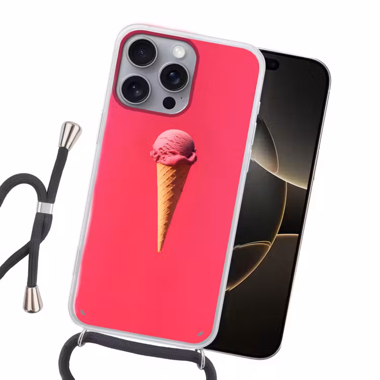 Schepijs - Roze - Hoorntje Hoesje iPhone 16 Pro Max met koord klein -sfeer1