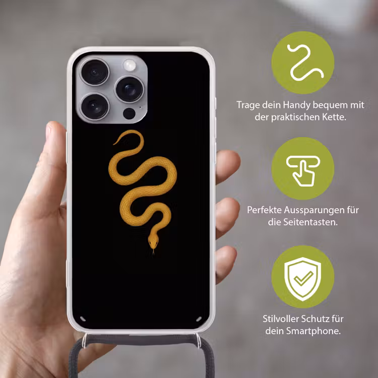 Slang - Minimalistisch - Goud Hoesje iPhone 16 Pro Max met koord klein -sfeer2_DE