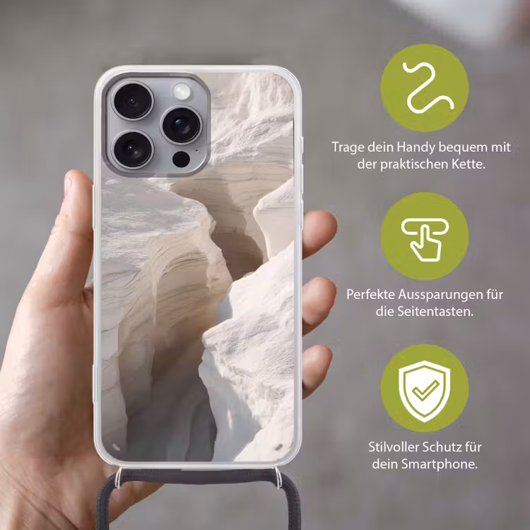 Kloof - Wit - Sneeuw Hoesje iPhone 16 Pro Max met koord klein -sfeer2_DE