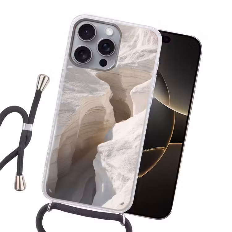 Kloof - Wit - Sneeuw Hoesje iPhone 16 Pro Max met koord klein -sfeer1