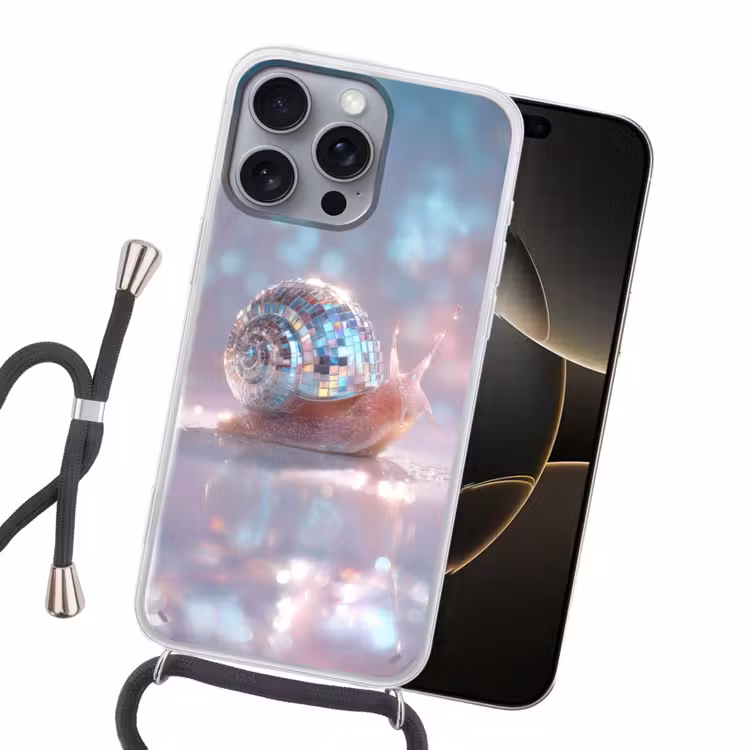 Slak - Disco - Mozaïek - Blauw Hoesje iPhone 16 Pro Max met koord klein -sfeer1
