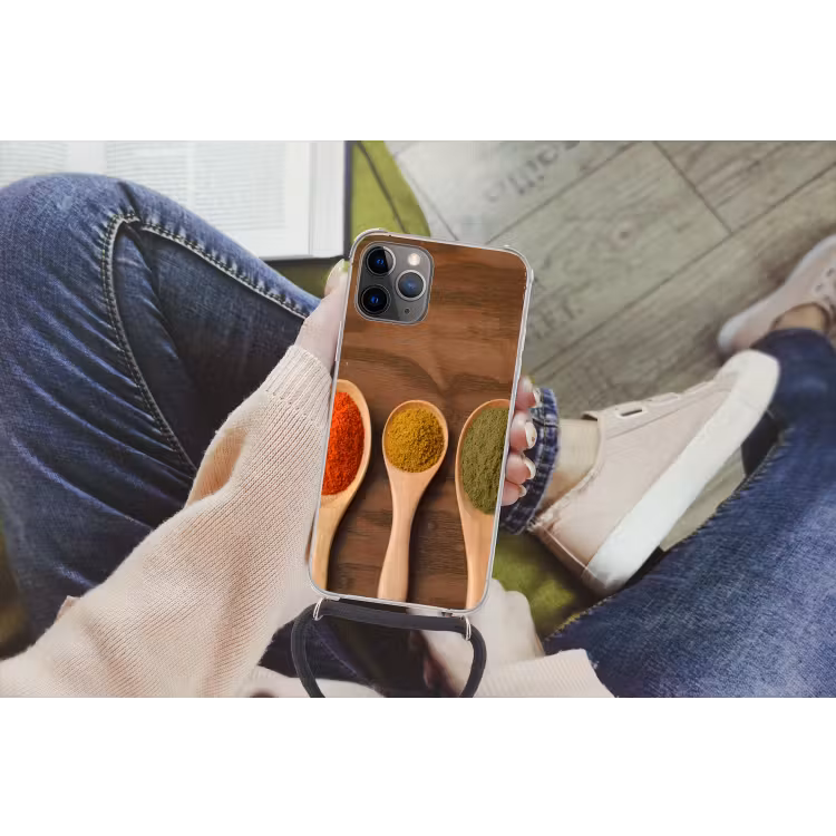 Pollepel - Kruiden - Eten - Specerijen - Tafel Hoesje iPhone 12 Pro met koord klein -hand