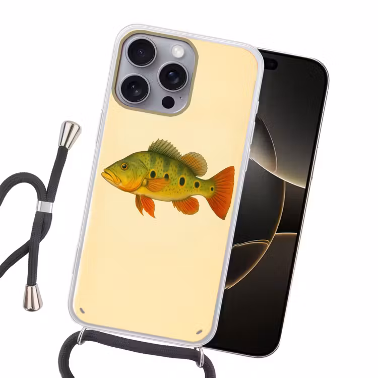 Schubben - Vis - Groen - Illustratie Hoesje iPhone 16 Pro Max met koord klein -sfeer1